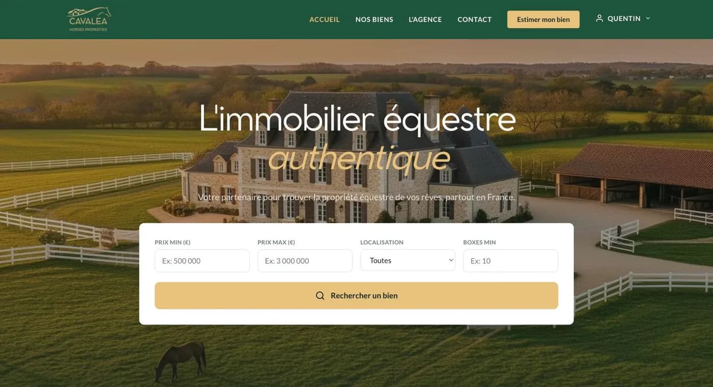 La page d'accueil et sa recherche rapide