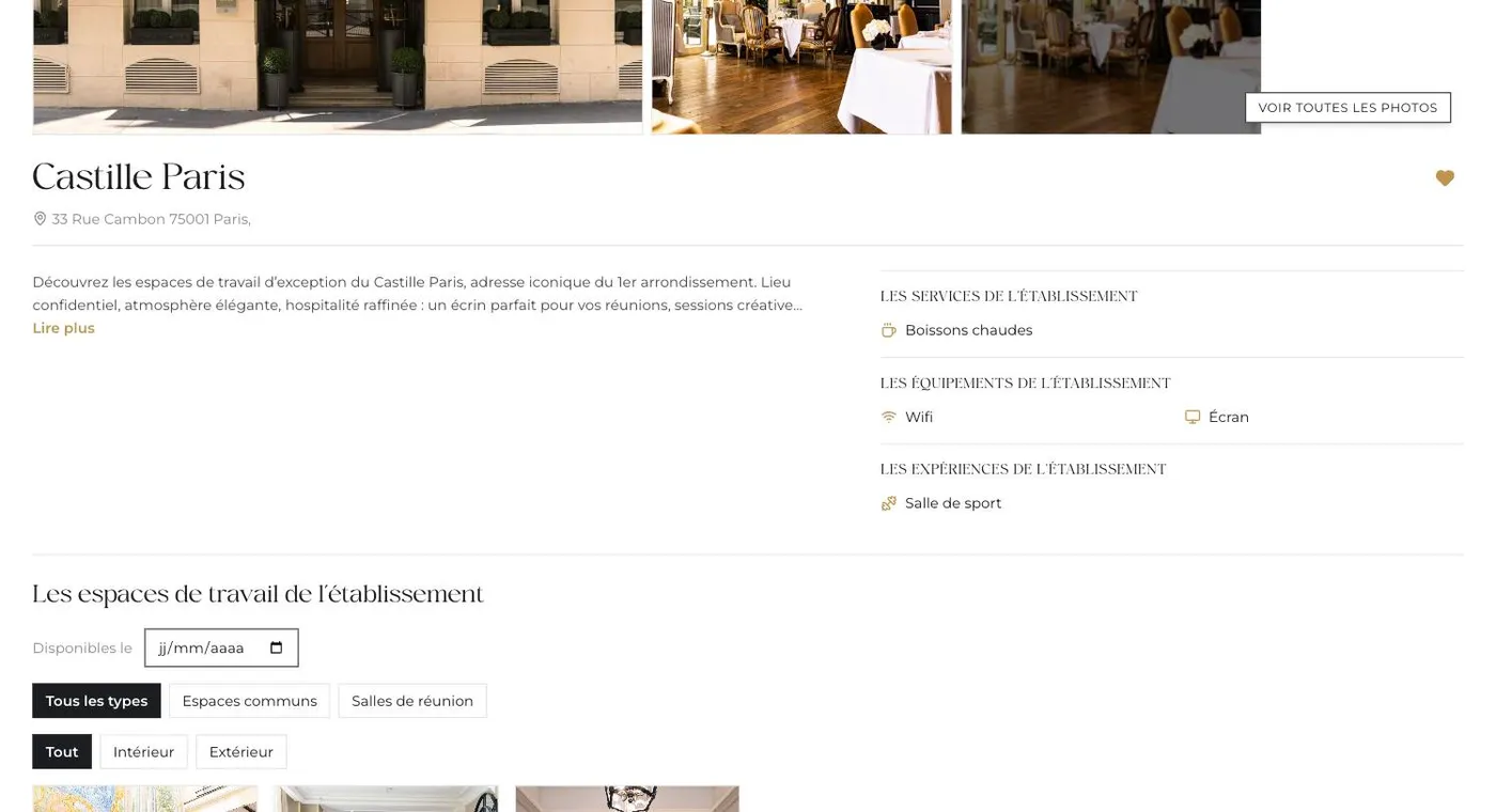 Services, équipements et espaces de travail